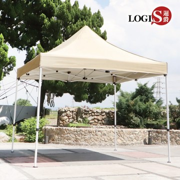LOGIS 3米快速帳篷 升級粗骨架 抗風遮陽棚 停車篷 擺攤帳 戶外帳篷 活動帳 防曬帳 米色【Z-ME3】