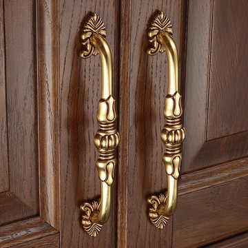 凡帝羅中式柜門拉手純銅櫥柜抽屜衣柜門把手歐式全銅小拉手黑金色