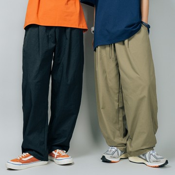 【YIJIAYI】日系寬鬆打折長褲 寬鬆長褲 彎刀褲 休閒長褲 上寬下窄長褲 日系 打折 (V0001)