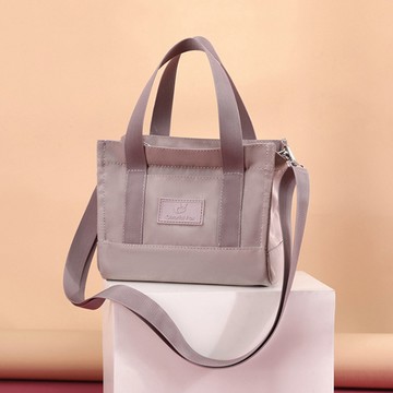 韓系純色輕尼龍百搭兩用隨身小托特包 薰衣草紫