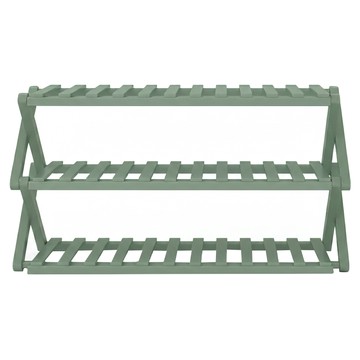 楠竹免安裝折疊三層簡易鞋架 天然竹材 承重力強 輕便 可放約9~12雙鞋  灰豆綠  1個