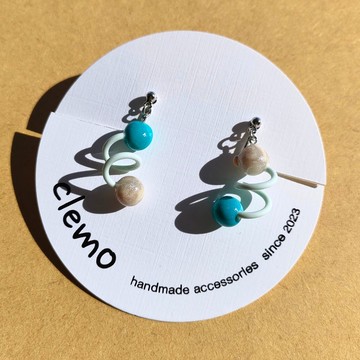 Tamakuru Tama 鈷藍/薄荷綠【耳環/耳夾】