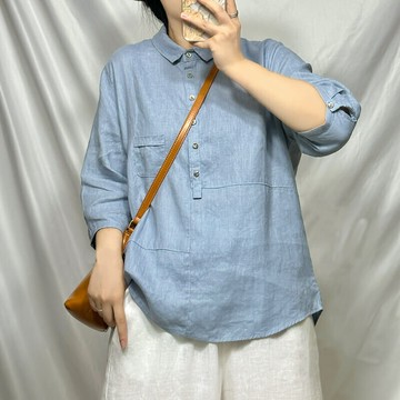 亞麻文藝上衣192079