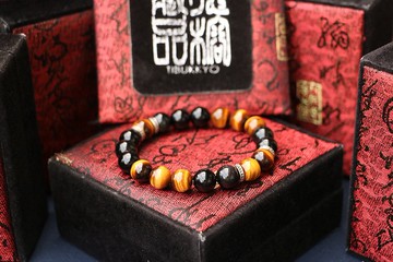 原礦無染色黃虎眼石手珠10mm 原礦黑曜石隔珠 客製化串珠設計