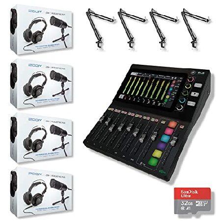 Mackie DLZ Creator Adaptive Digital Mixer for Podcasting, Content Creation, and Streaming with 4x Zoom ZDM-1 Podcast Mic Packs, 4x StreamEye BOOMARM1