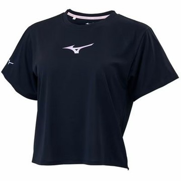 MIZUNO 美津濃 短袖上衣 女 吸濕排汗 抗紫外線 黑 32TAD22209