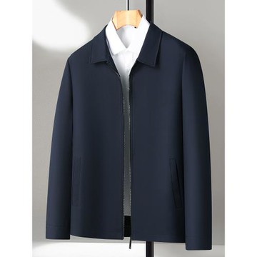 行政商務休閑夾克男翻領中年男士外套春秋領導干部茄克上衣232329