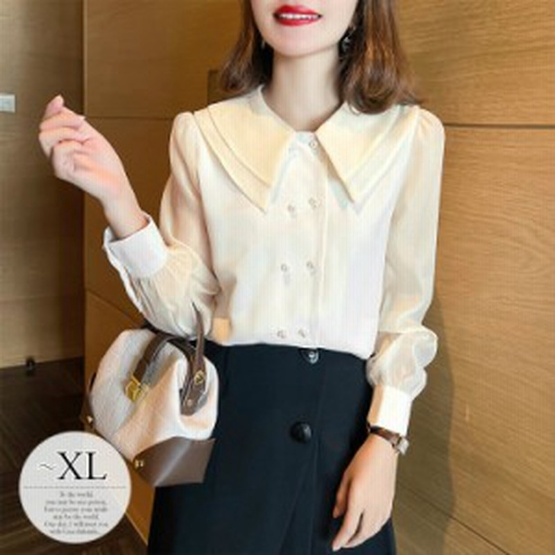 ブラウス トップス シャツ レディース パール ダブルボタン 無地 シアー キュート エレガント ホワイト ベーシック おしゃれ 美人 ナチュ 通販 Lineポイント最大1 0 Get Lineショッピング