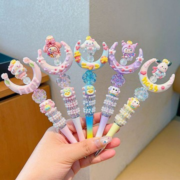 🌞包包優選寶藏品🌟🌟兒童卡通閃鑽旋轉寫字筆黑色可愛女孩女生好看高顏值ins風圓珠筆🌞