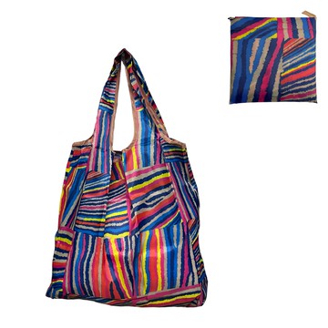 FIFIOO 超質感厚實環保購物袋 38x40cm 大容量 可折疊收納  幾何條紋  1個