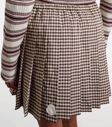 Moncler Pleated gingham cotton-blend miniskirt