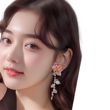 原創設計繁花垂墜耳環/結婚耳環/ 天然石耳環