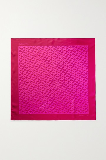 Valentino Garavani - Valentino Garavani Printed Silk-twill Scarf - Pink - one size