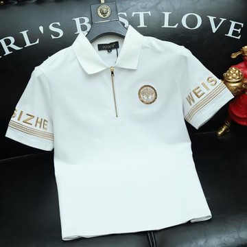 專柜潮牌英倫風痞帥短袖T恤polo衫男士時尚休閑大碼潮流翻領半袖t