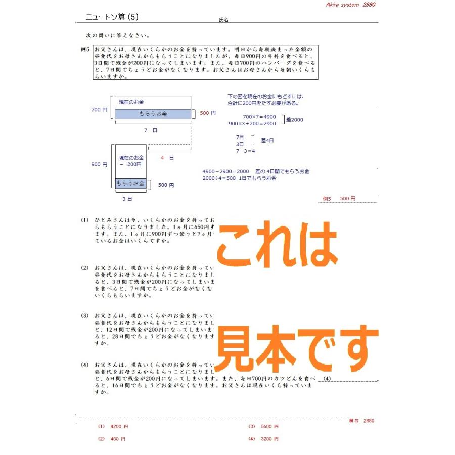 中学受験算数　解説ニュートン算