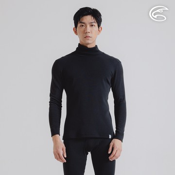 ADISI 男翻領智能抑菌抗靜電保暖衣 AU2321088 烏黑 (M-2XL)｜磨毛 吸濕快乾 銀離子 消臭 抗菌 彈性 內著衣