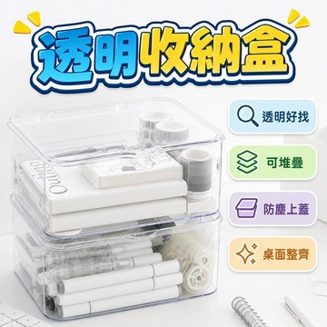 【潮流工坊】透明亞克力 置物架 雜物筐 整理盒 翻蓋收納盒 雜物歸納 收納 桌面收納盒 辦公室 臥室宿捨 帶蓋防塵