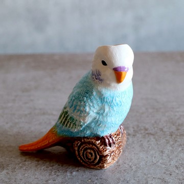 日本可愛動物造型白雲石花瓶(藍鸚鵡款) - 辦公室療癒擺飾 迷你多肉盆栽 乾燥花插花交換禮物 送禮推薦