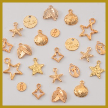 海洋係列金屬掛件 美人魚貝殻海星吊墜 DIY手鏈項鏈飾品掛飾 帶孔吊墜 帶孔掛件