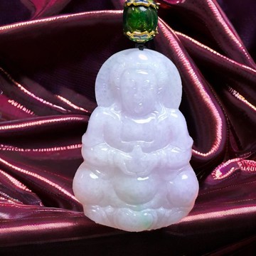 春帶彩翡翠寶瓶觀音菩薩項鍊 | 天然緬甸玉翡翠A貨 | 送禮