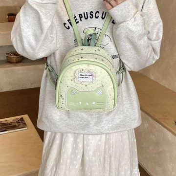 胖眫精選😊洋氣外出百搭女孩雙肩小揹包少女時尚小貓包兒童可愛超小號雙肩包