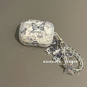 ins高级感黑蝴蝶 AirPods Pro3 4代 3代 pro2保護殼 2代蘋果 藍牙 矽膠防摔保護套耳機殼 生日禮物