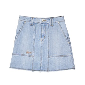 5th STREET｜女裝｜下擺不收邊牛仔短裙｜石洗藍