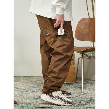 ACTIONS 國潮特氟龍三防美式刺繡直筒寬松微錐工裝休閑長褲子男士