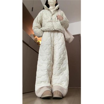 東北羽絨棉褲女冬季加絨加厚羊羔絨褲子葫蘆紋運動外穿保暖滑雪褲