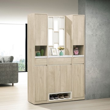 Boden-羅菲4.1尺仿石面造型屏風玄關高鞋櫃組合-124x40x196cm