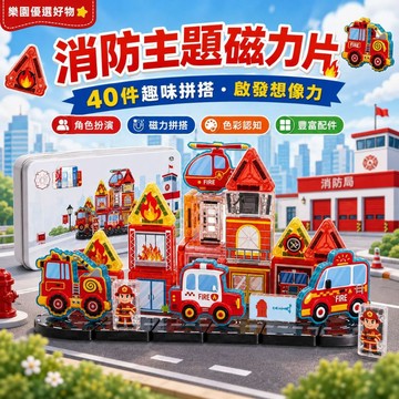 迷你磁力片【桃園出貨🔥送收納盒】Mini磁力片 兒童磁力片 消防磁力積木 益智玩具 警察工程車拼裝  啟蒙玩具