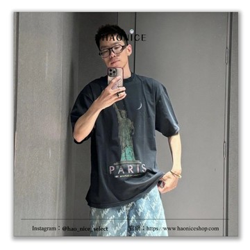 【HAO NICE】美式街頭Balenciaga 巴黎世家 上海經銷商自由女神 水洗復古 破壞風 短袖 短T