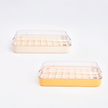 圓豆按壓單層製冰盒 (白黃混色) 隨機出貨