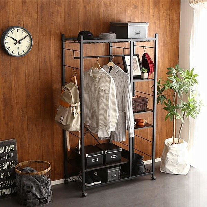 ドウシシャ ビスカーナ スリムラック 幅40cm 6段 棚 木製 黒 スチール