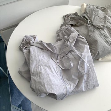 雙頭拉鏈連帽防曬衣外套女夏秋寬松休閑沖鋒衣休閑韓系外套上衣女