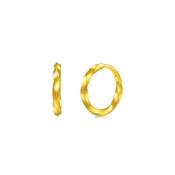 Essence「永」 摩登扭紋 黃金耳環 (一對)_大