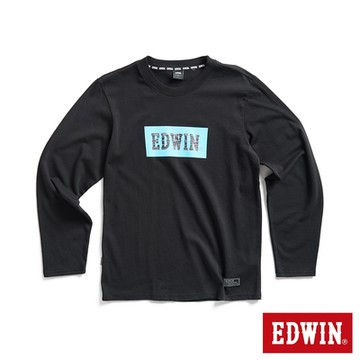 EDWIN 男裝 藍光動能BOX LOGO印花口袋長袖T恤-黑色