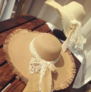 遮陽草帽綁帶沙灘帽-戶外大簷防曬時尚情人節生日禮物女帽子8色73eq33【正韓進口】【米蘭精品】