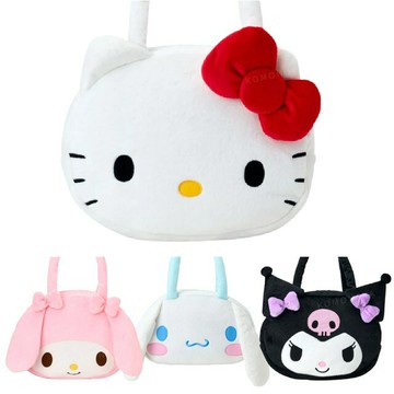 小禮堂 Sanrio 三麗鷗 絨毛造型大側背包 (大臉 2025新生活) Kitty 美樂蒂 大耳狗 酷洛米