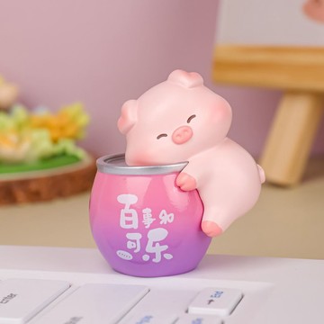 🔥臺灣出🔥實心樹脂可愛豬豬寓意小擺件生肖水果工位桌面電腦機箱裝飾