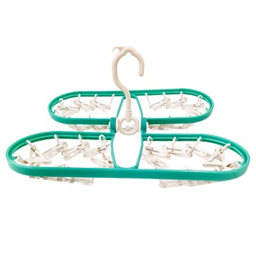 HIKOYA 和彥家 橢圓摺疊式收納曬衣架32夾  顏色隨機  1組