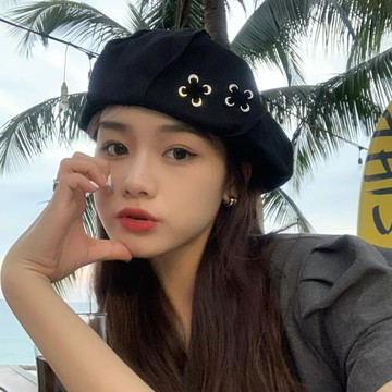 西本小眾設計黑色貝雷帽女秋季百搭ins圓臉網紅畫家帽子顯臉小潮
