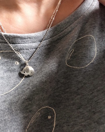 純銀**半立體小版系列=元氣小象*嗨將* /16~18吋純銀鍊** 純手作