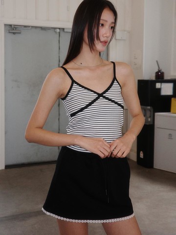 Striped Ribbed Sleeveless T-Shirt [WHITE] (WBE2L01545)