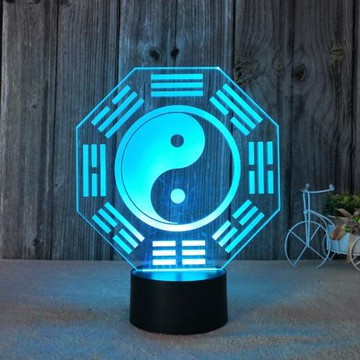 八卦圖七彩小夜燈led遙控臥室床頭燈起夜睡眠燈家居桌面裝飾燈
