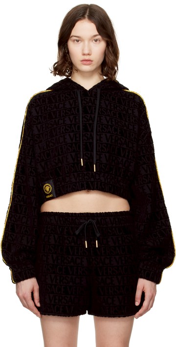 Versace 黑色 I ♡ Baroque Crop 连帽衫