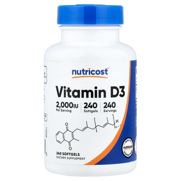 Nutricost, 維生素 D3 軟膠囊，2000 國際單位，240 粒