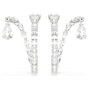 Matrix 大圈耳環, 混合式切割, 白色, 鍍白金色