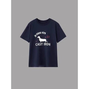 大洪官方趣味小狗時尚寬松顯瘦純棉字母印花短袖T恤休閑圓領上衣