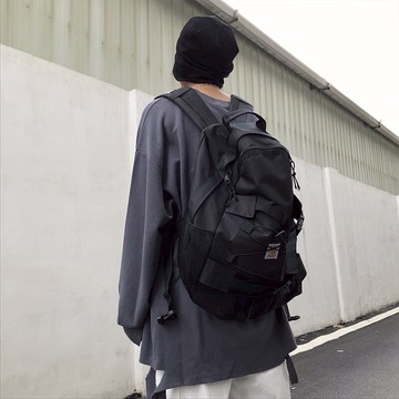 背包 雙肩包男潮牌街頭歐美嘻哈大容量電腦包潮包背包潮女暗黑系登山包『XY821』